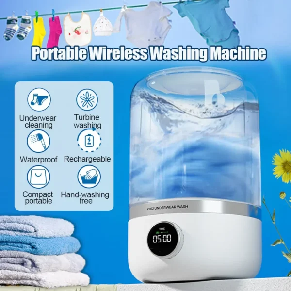 Mini machine à laver portable sans fil – Parfaite pour la maison et les voyages – Image 6