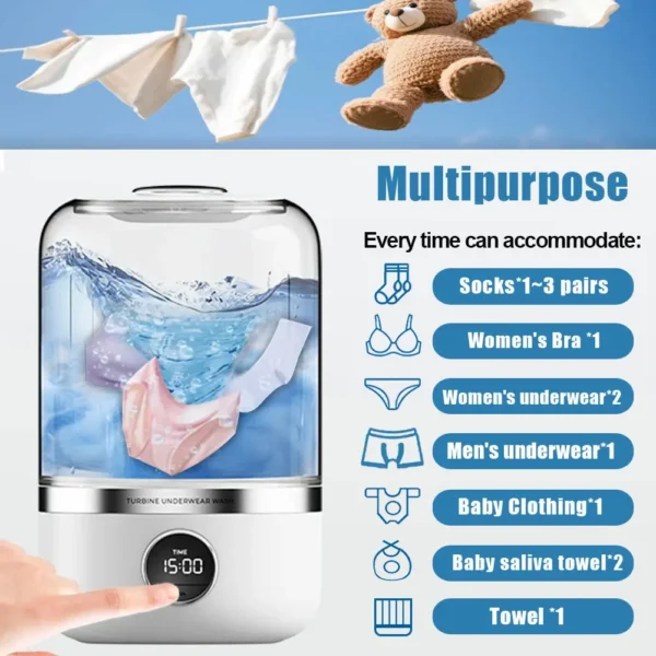 Mini machine à laver portable sans fil – Parfaite pour la maison et les voyages – Image 5